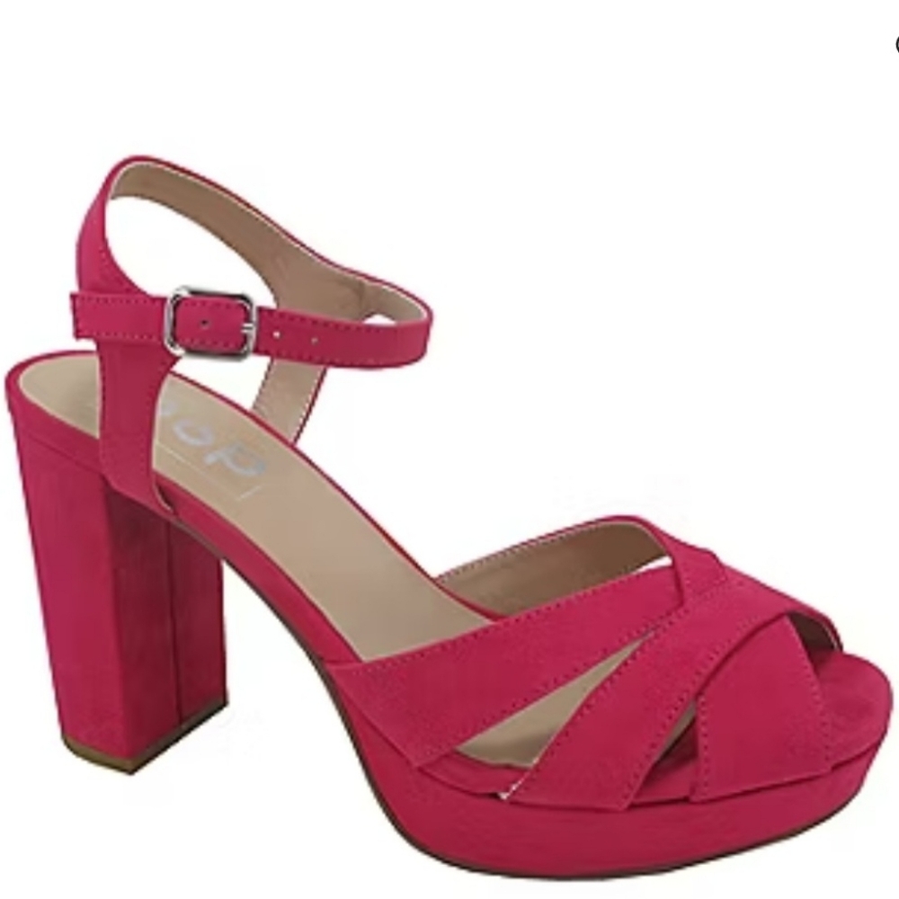 Women's Pink Block Heel Sandals. Size 8